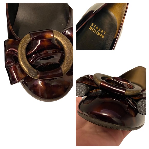 Stuart Weitzman Tortoise Patent Women’s Shoes Caring Brown Demi Wedge Size 6 - Picture 15 of 16